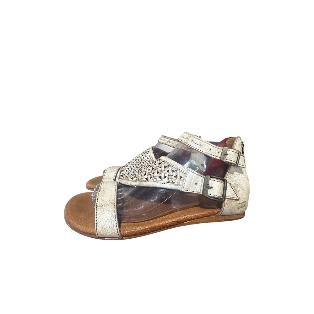 Bed Stu Bellatrix II Women's Nectar Whitewash Flat Sandal 8 M Buckle Zip Boho